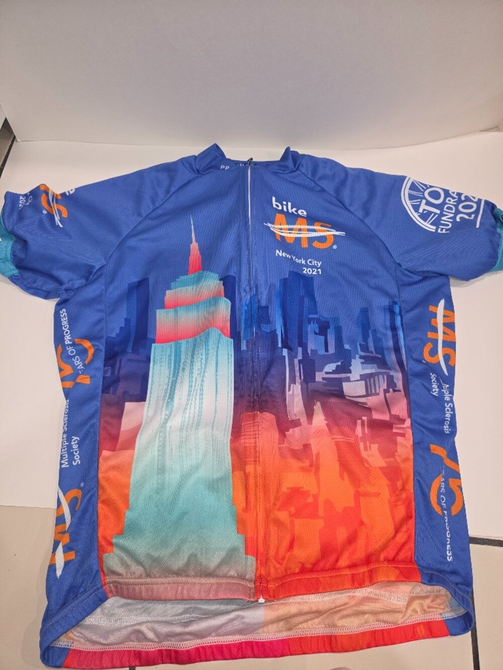 Primal Brand Cycling Jersey Men's Size M Bike MS NYC 2021 Top Fundraiser fullzip
